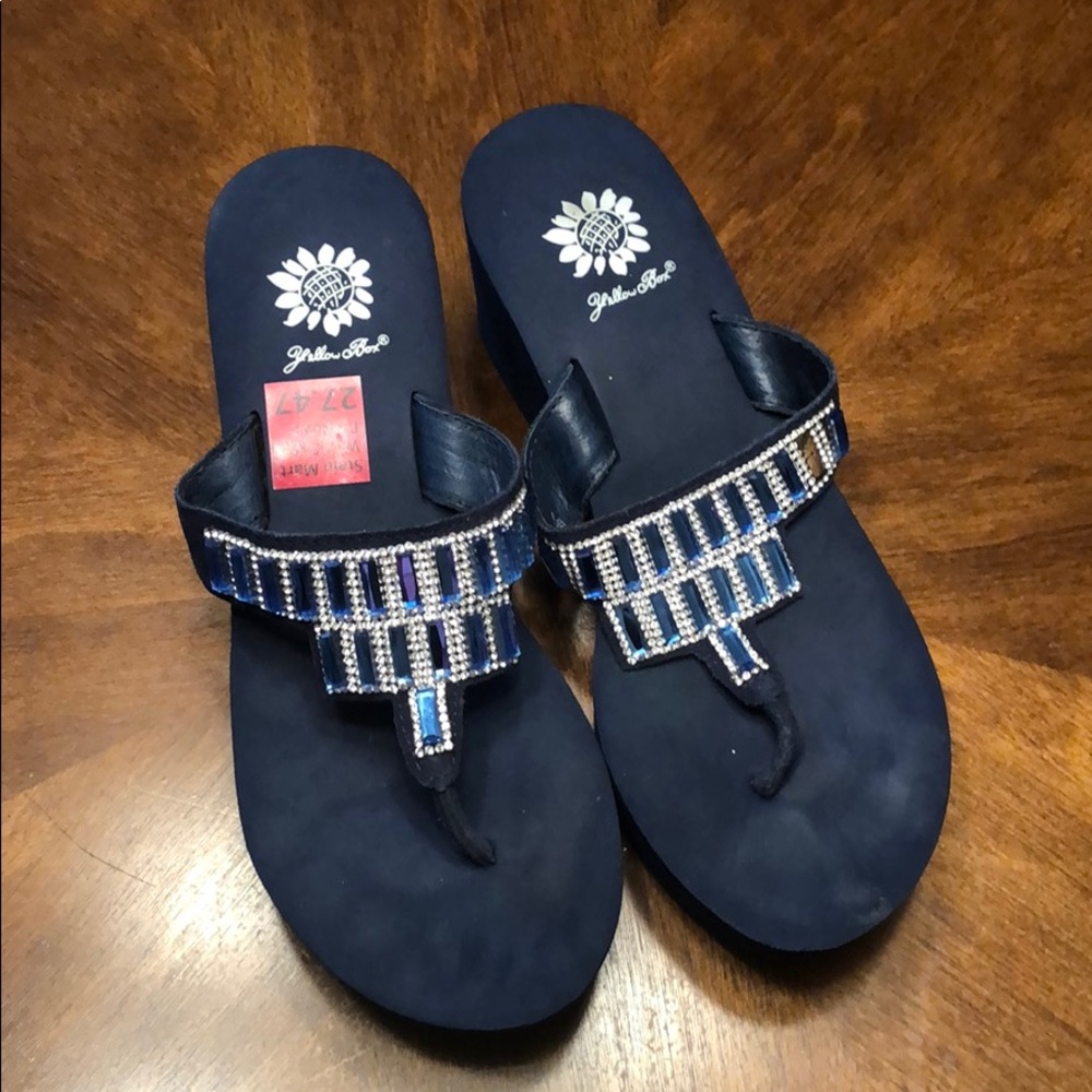 Yellow Box Blue Stones Sandals